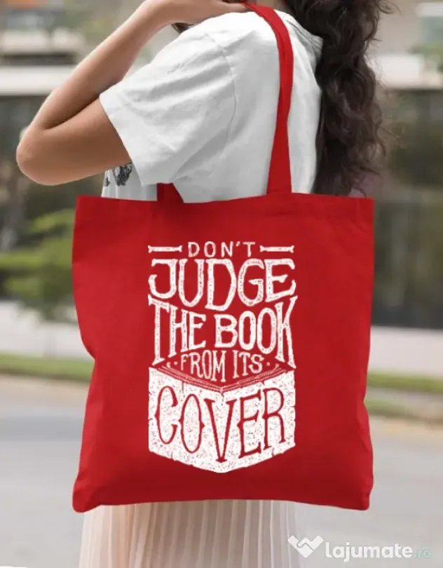 Sacosa din panza Book cover Rosu