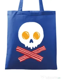 Sacosa din panza Breakfast skull Albastru regal