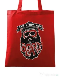 Sacosa din panza Can i buy you a beard Rosu