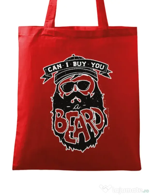 Sacosa din panza Can i buy you a beard Rosu