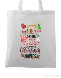 Sacosa din panza Christmas Vibes Alb