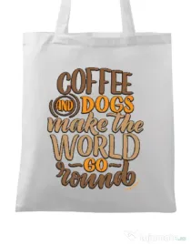 Sacosa din panza Coffee and dogs Alb
