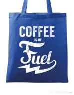 Sacosa din panza Coffee is my fuel Albastru regal