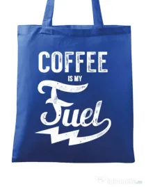 Sacosa din panza Coffee is my fuel Albastru regal