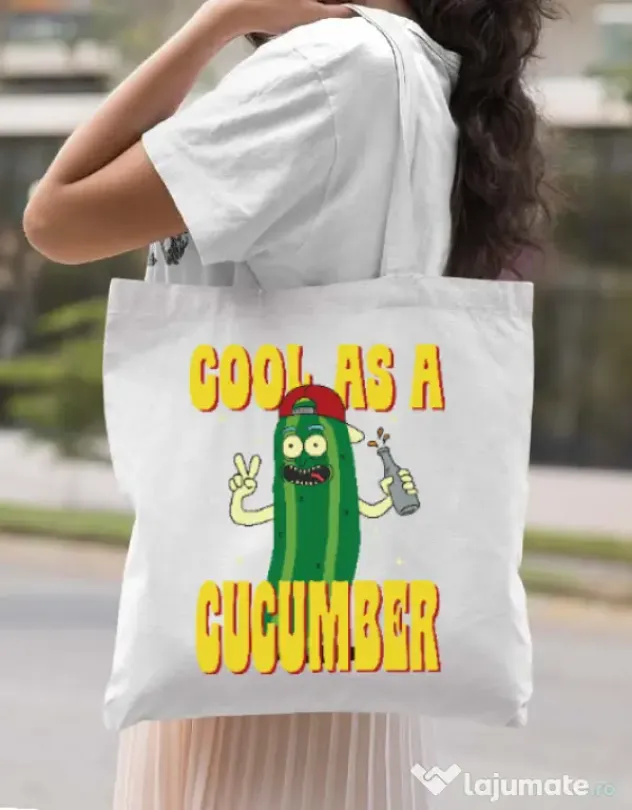 Sacosa din panza Cool as cucumber Alb
