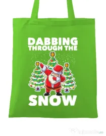 Sacosa din panza Dabbing Santa Verde mar