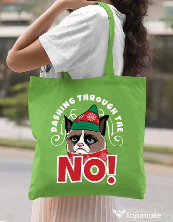 Sacosa din panza Dashing through the no Verde mar