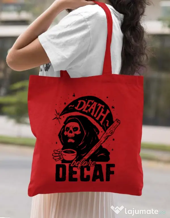 Sacosa din panza Decaf Rosu