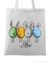 Sacosa din panza Easter friends Alb