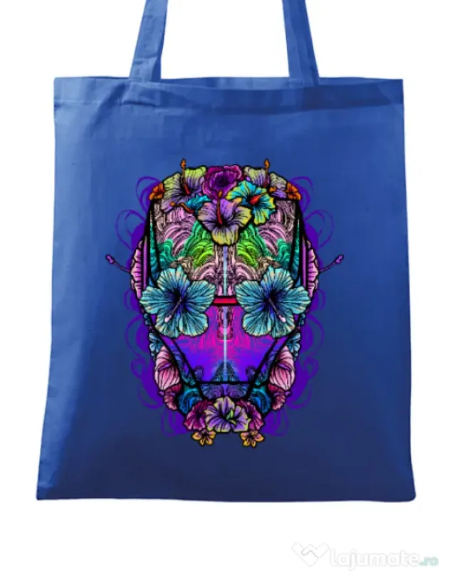 Sacosa din panza Flower helmet Albastru regal