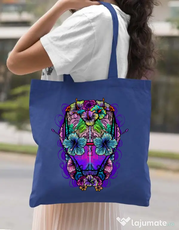 Sacosa din panza Flower helmet Albastru regal