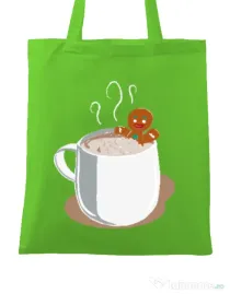 Sacosa din panza Gingerbread man Verde mar