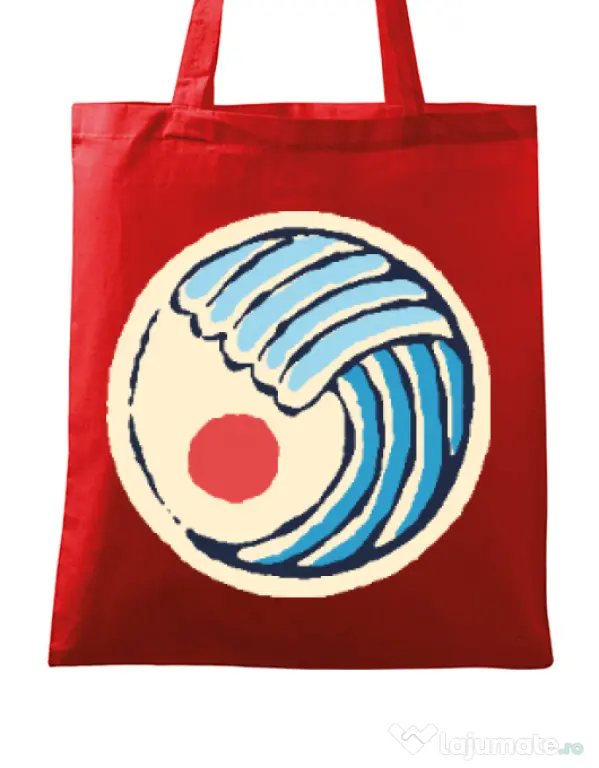 Sacosa din panza Great wave Rosu