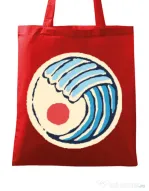 Sacosa din panza Great wave Rosu
