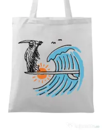 Sacosa din panza Grim surfer Alb