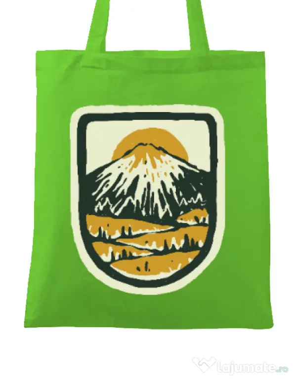 Sacosa din panza Hand drawn mountains Verde mar
