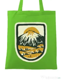 Sacosa din panza Hand drawn mountains Verde mar