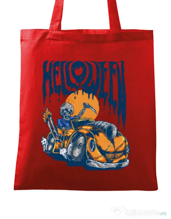 Sacosa din panza Hello ween Rosu