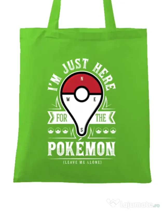 Sacosa din panza Here for the Pokemon Verde mar