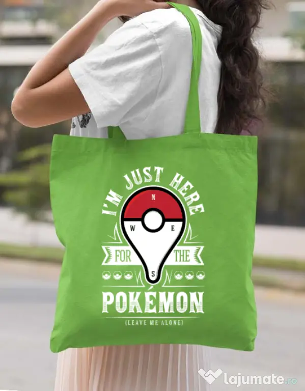 Sacosa din panza Here for the Pokemon Verde mar