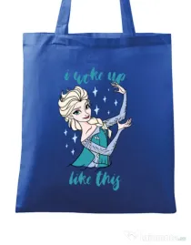 Sacosa din panza I woke up like Elsa Albastru regal