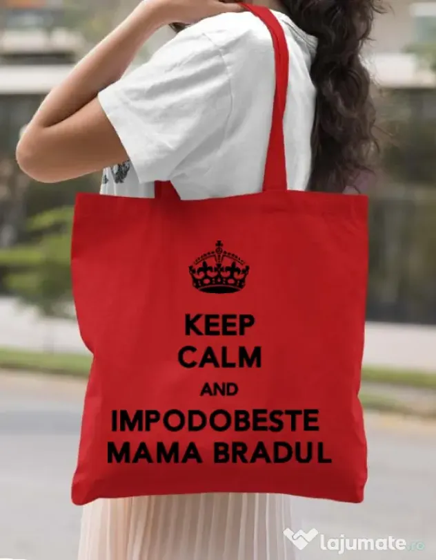 Sacosa din panza Impodobeste mama bradul Rosu
