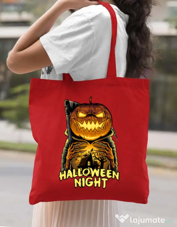 Sacosa din panza Jack o lantern Rosu