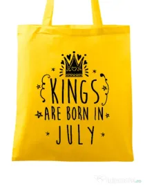 Sacosa din panza Kings are born in July Galben