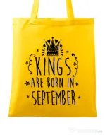 Sacosa din panza Kings are born in September Galben