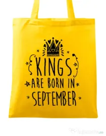 Sacosa din panza Kings are born in September Galben