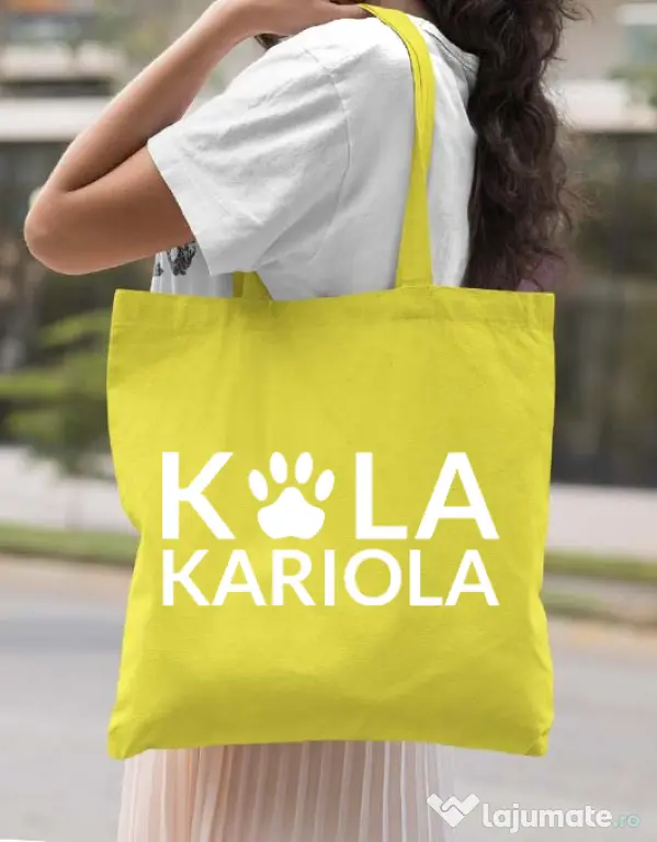 Sacosa din panza Logo Kola Alb Galben