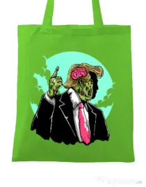 Sacosa din panza Make zombies great again Verde mar