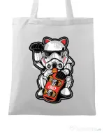 Sacosa din panza Maneki trooper Alb