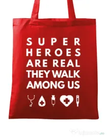 Sacosa din panza Medical heroes Rosu