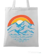 Sacosa din panza Mountain and rainbow Alb