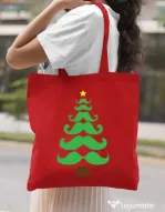 Sacosa din panza Moustache Christmas tree Rosu