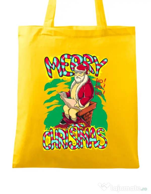 Sacosa din panza Naughty Santa Galben