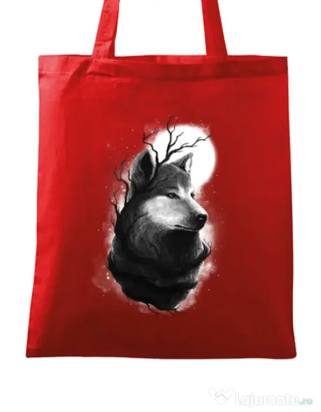 Sacosa din panza Night wolf Rosu