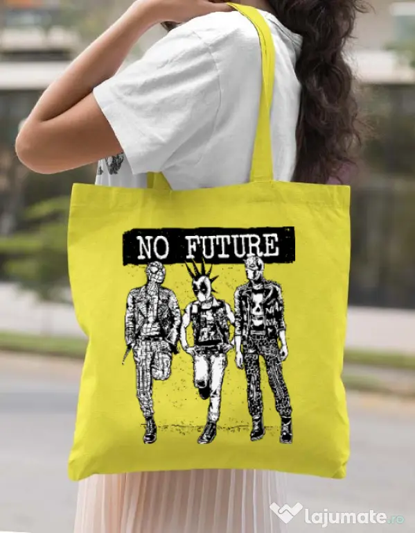 Sacosa din panza No future Galben