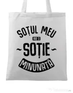 Sacosa din panza O sotie minunata Alb