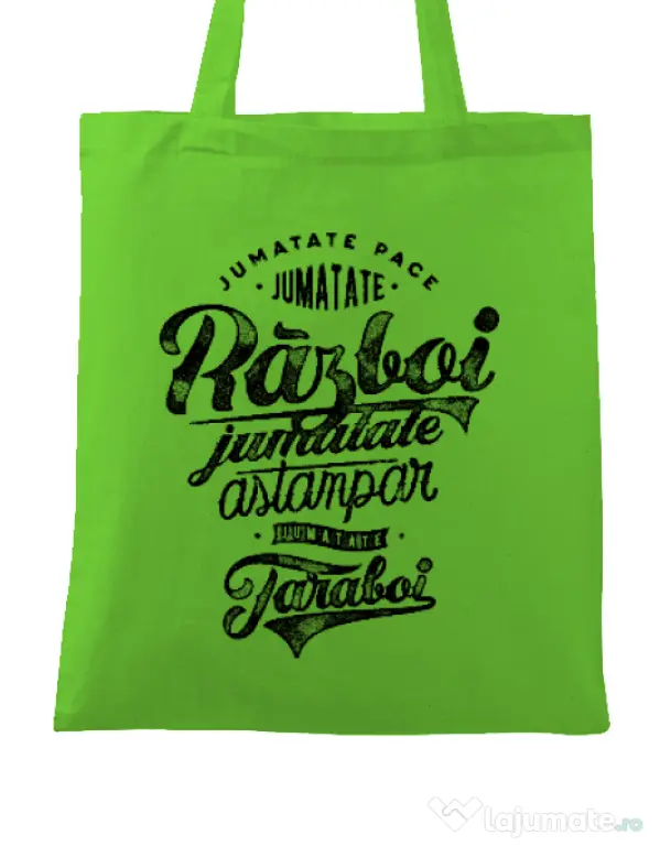Sacosa din panza Pace si razboi Verde mar