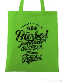 Sacosa din panza Pace si razboi Verde mar