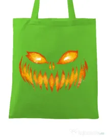 Sacosa din panza Scary pumpkin face Verde mar