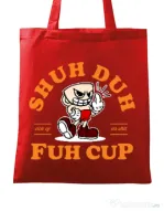 Sacosa din panza Shut the fuh cup Rosu