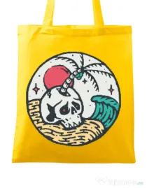 Sacosa din panza Skull and beach Galben