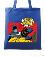Sacosa din panza Stay home Robin Albastru regal