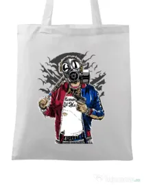 Sacosa din panza Suicide gas mask Alb