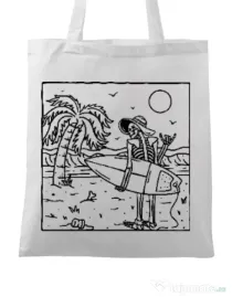 Sacosa din panza Surf dude Alb