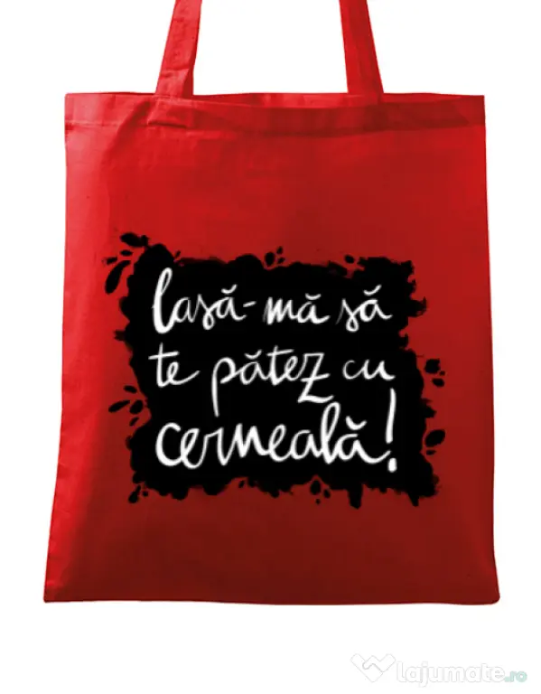Sacosa din panza Te patez cu cerneala Rosu
