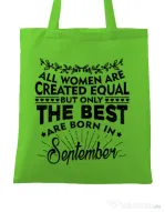 Sacosa din panza The best women are born in September Verde mar